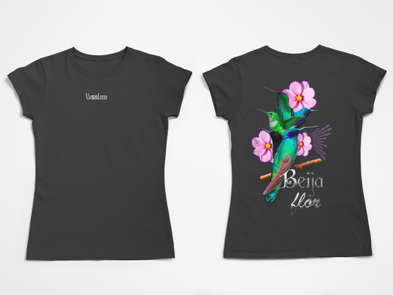 Camiseta Baby Long Estonada Beija Flor (Costas)