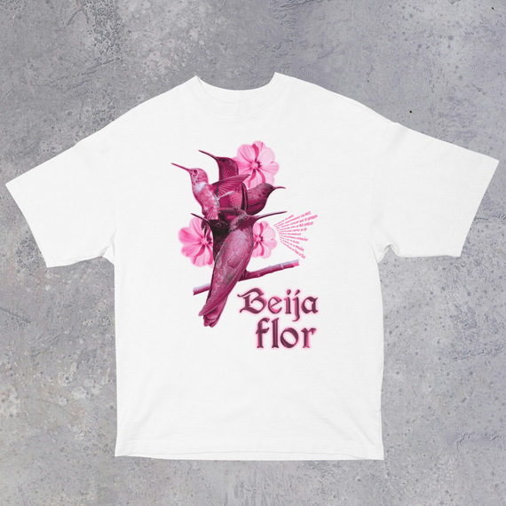 Camiseta Oversized Beija Flor Rosa