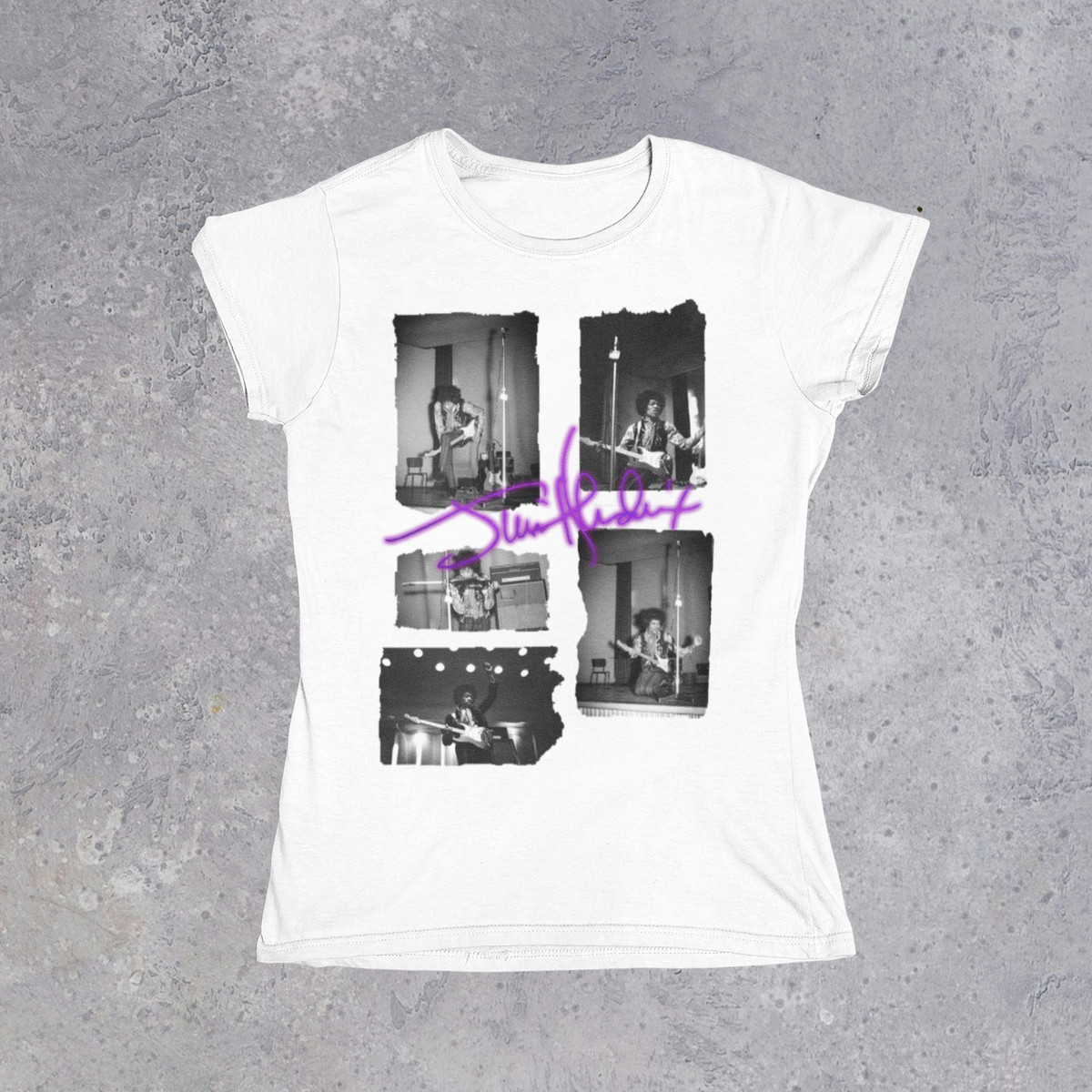 Nome do produto: Camiseta Baby Long Jimi Hendrix Fotos Guitarra