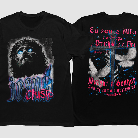 Camiseta Jesus Cristo Alfa e Ômega Versal.ene