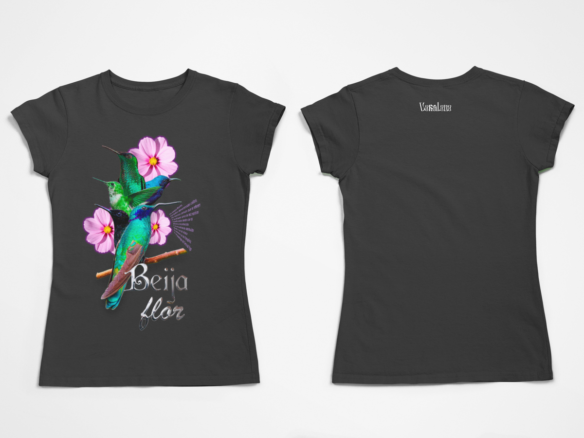 Nome do produto: Camiseta Baby Long Estonada Beija Flor (Frente)