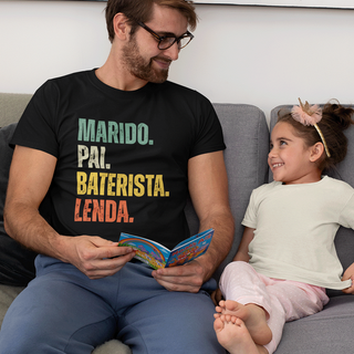 CAMISETA MARIDO. PAI. BATERISTA. LENDA.