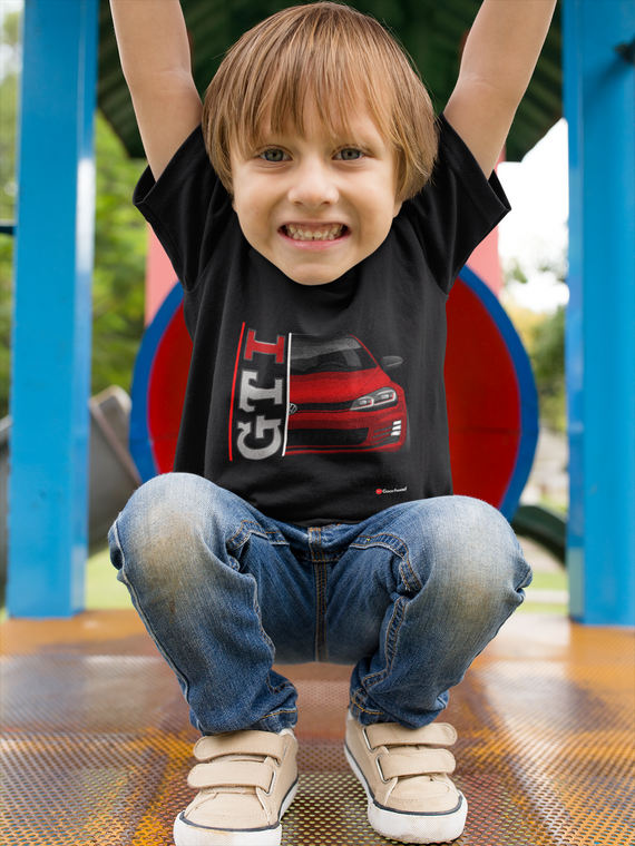 Camiseta Infantil GTI Vertical Vermelho (2 a 8 anos)