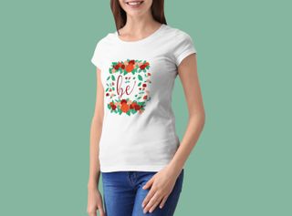 Camiseta Baby Look Rosas