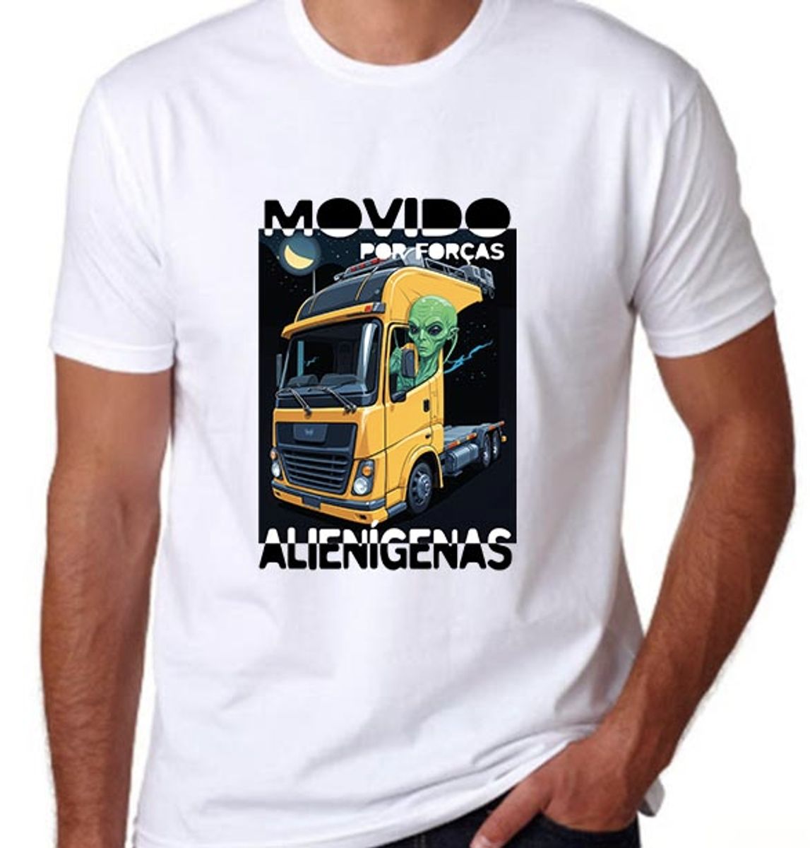 Nome do produto: Camiseta Movido Por Forças Alienígenas - Branca