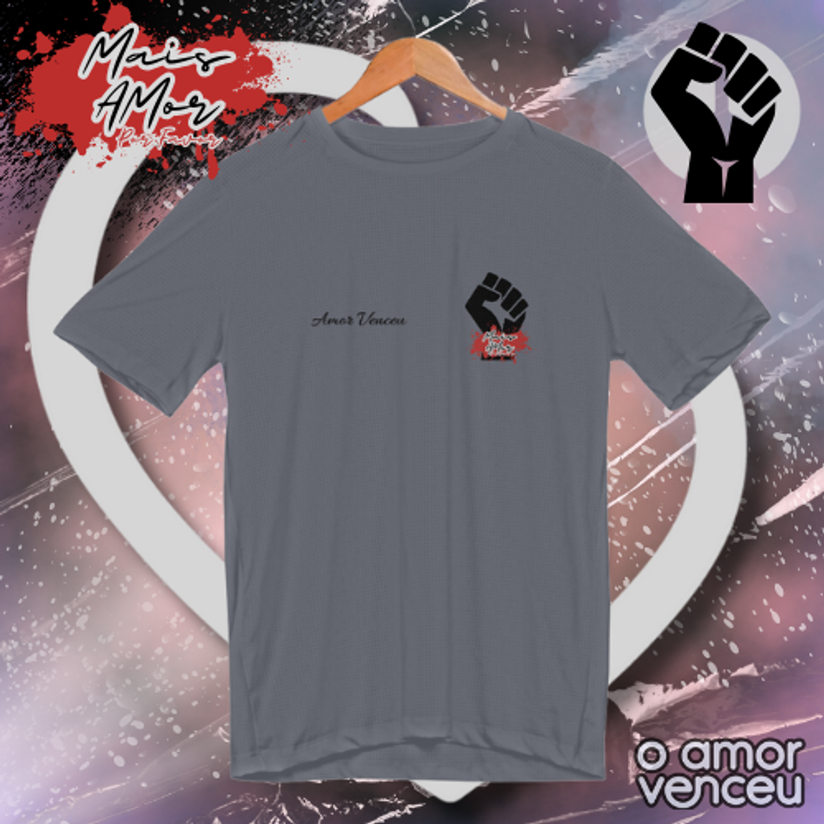 Nome do produto: Camiseta Sport Dry UV Mais Amor Por Favor Protesto