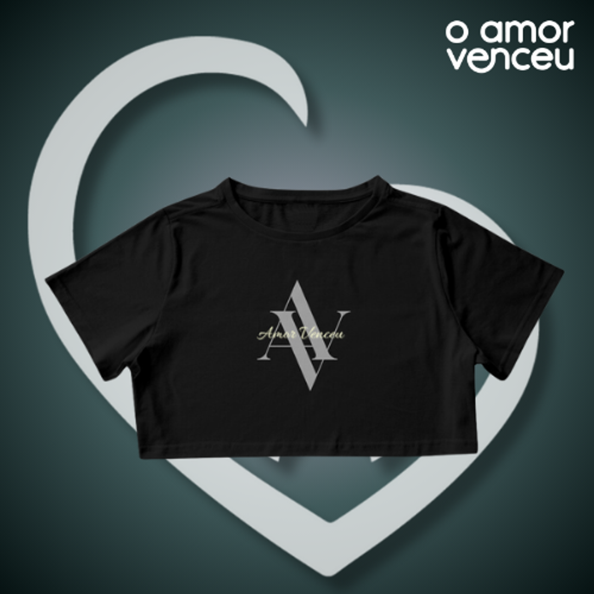 Nome do produto: Camisa Cropped Amor Venceu Letras