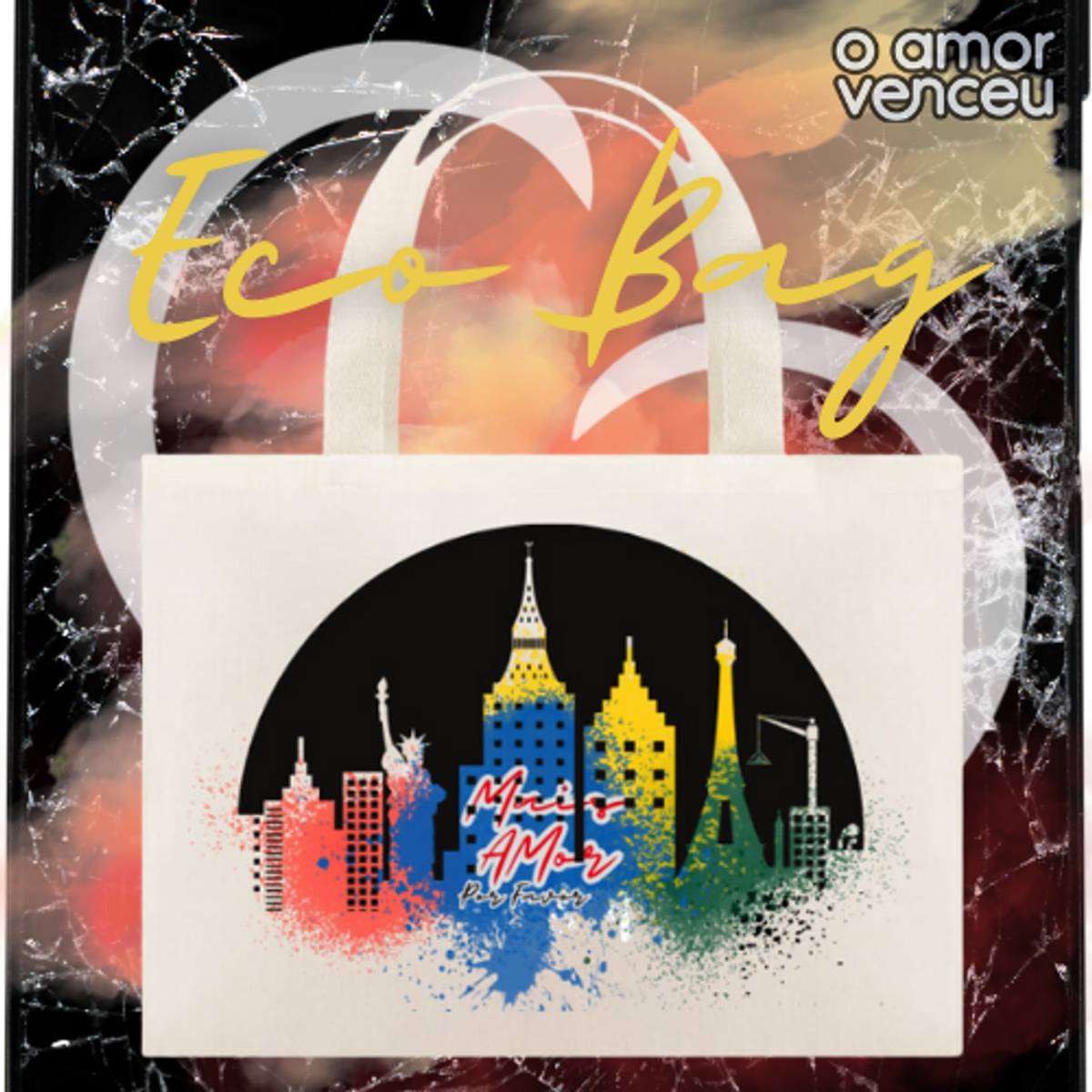 Nome do produto: Eco Bag Grande Mais Amor Por Favor