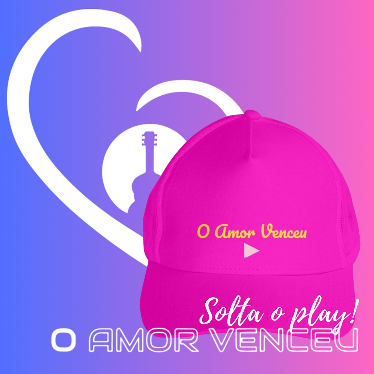 Nome do produto: Boné Americano com Tela O Amor Venceu Play
