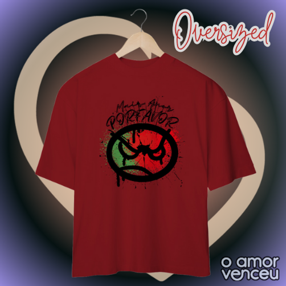 Camiseta Oversized Mais Amor Por Favor Logo