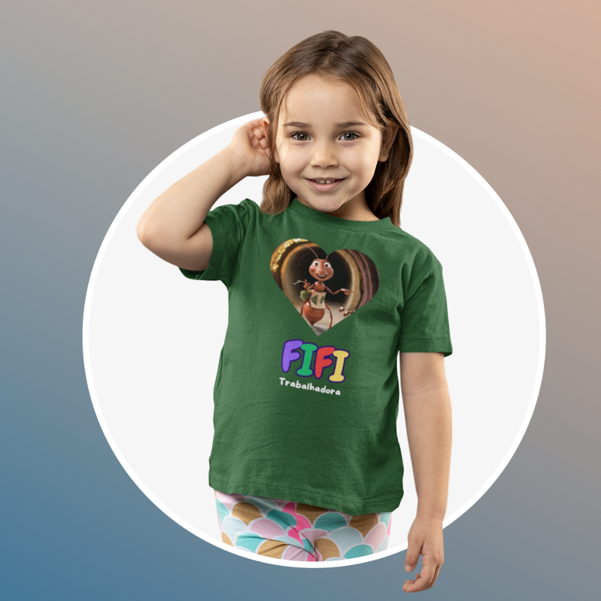 Nome do produto: Camiseta Infantil Fifi Trabalhadora