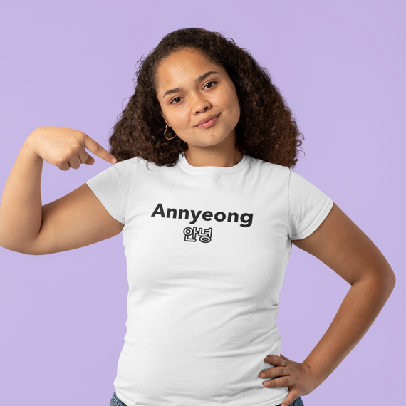 T-Shirt Unissex Annyeong (Olá/Tchau em Coreano)