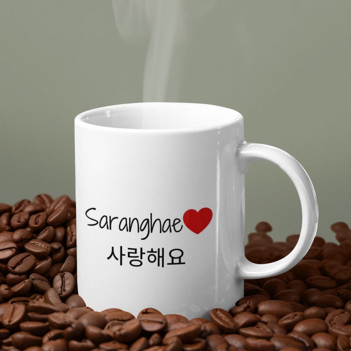 Nome do produto: Caneca Saranghae (Te amo em Coreano)