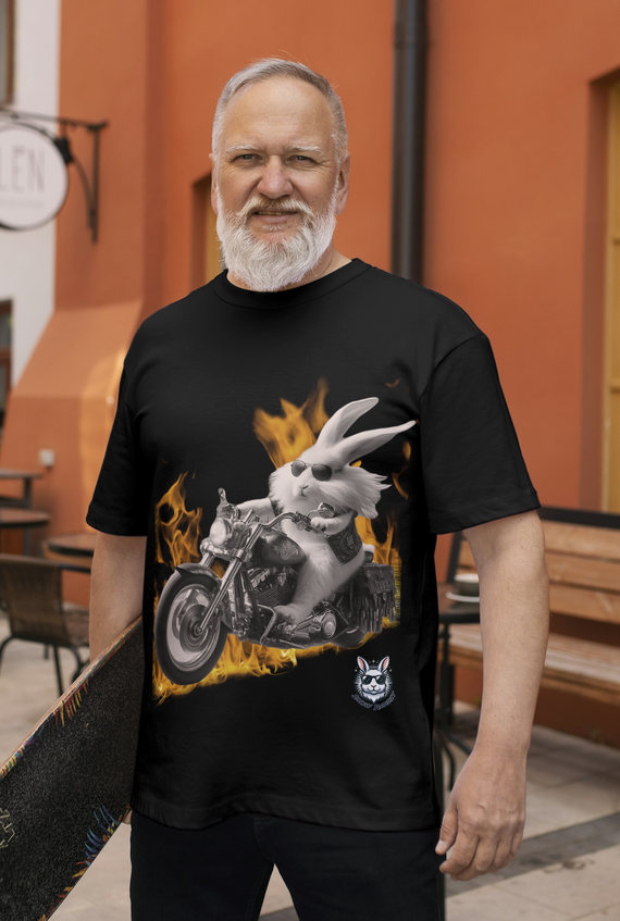 Snow Rabbit na Harley Davidson Camiseta Adulto
