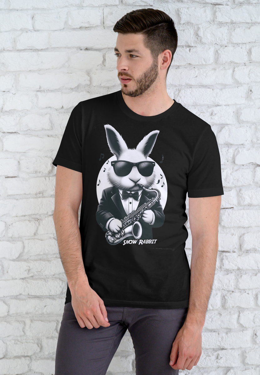 Nome do produto: Snow Rabbit Saxofonista - Camiseta adulto