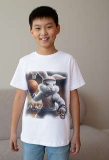 Snow Rabbit Jogador de  Basquete - Camiseta  Clássica Infantil