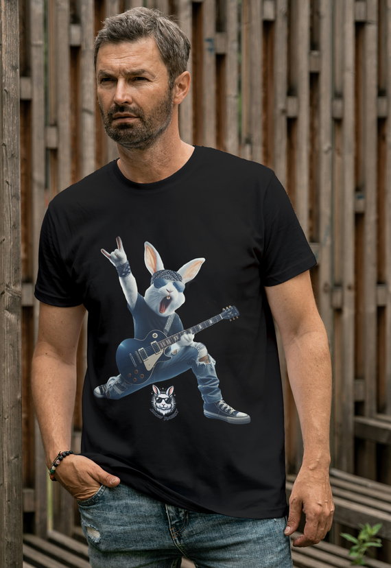 Snow Rabbit Guitarrista Camiseta Clássica Adulto