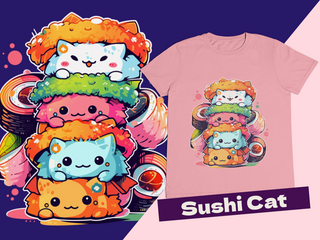 Nome do produtoCamiseta - Sushi Cat