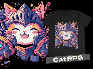 Camiseta RPG - Gato Cavaleiro