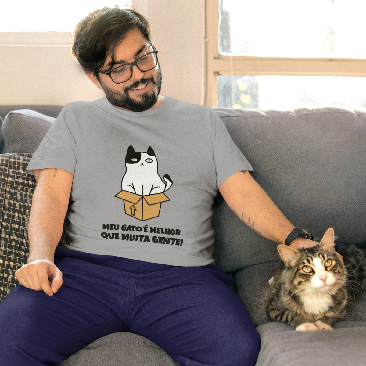 Nome do produto: Camiseta Masculina Meu Gato
