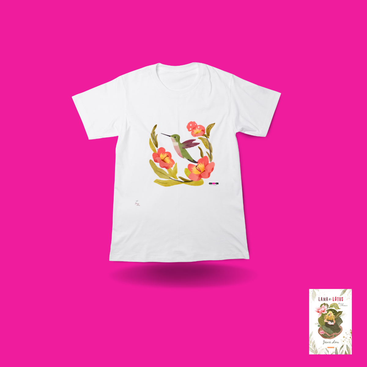 Nome do produto: Camiseta Infantil - de 2 a 8 anos Beija-dor (Lama e Lótus)
