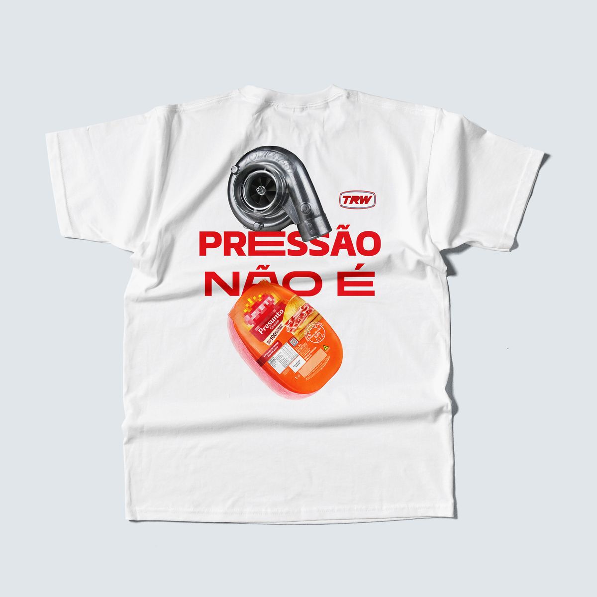 Nome do produto: Camiseta Pressão não é presunto - Branca