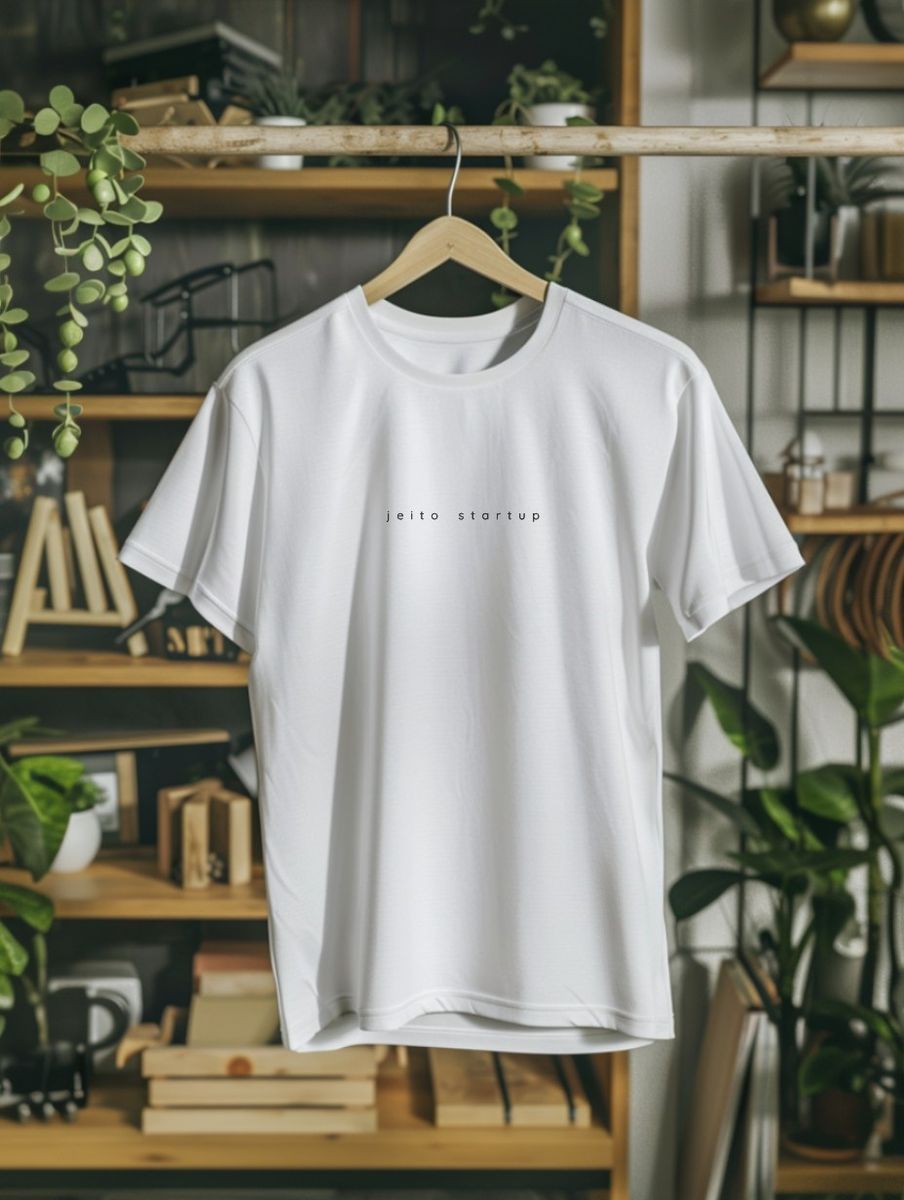 Nome do produto: Camiseta Jeito Startup Minimalista Branca