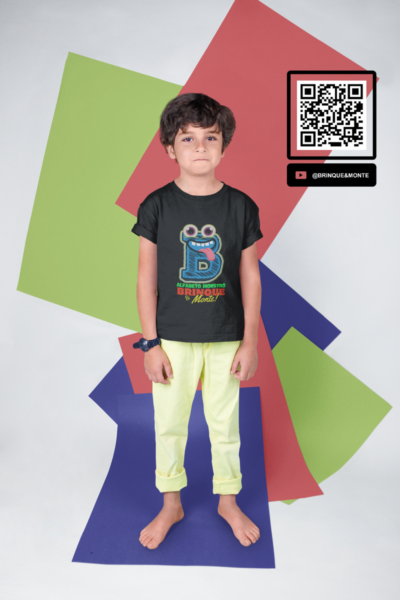 Nome do produto: CAMISETA INFANTIL UNISSEX CLASSIC - ALFABETO MONSTRO (B)