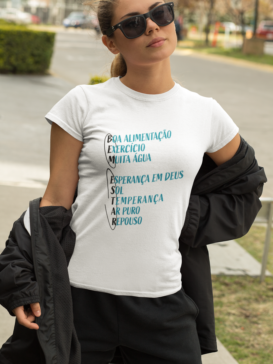 Nome do produto: CAMISETA FEMININA BEM ESTAR CORES CLARAS