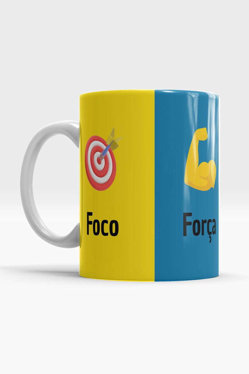 Nome do produto: CANECA FOCO, FORÇA E FÉ