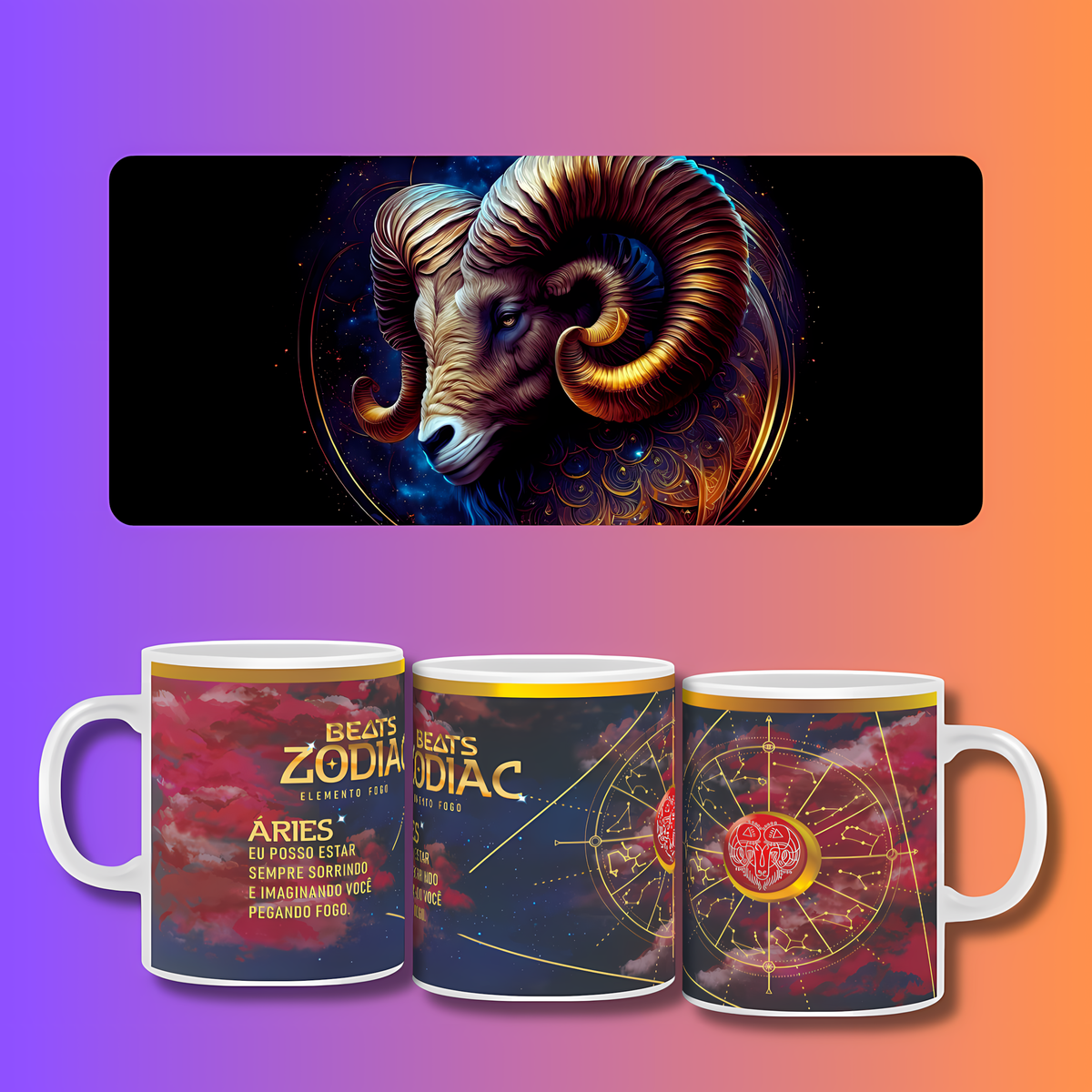 Nome do produto: Caneca do Zodíaco - Áries 