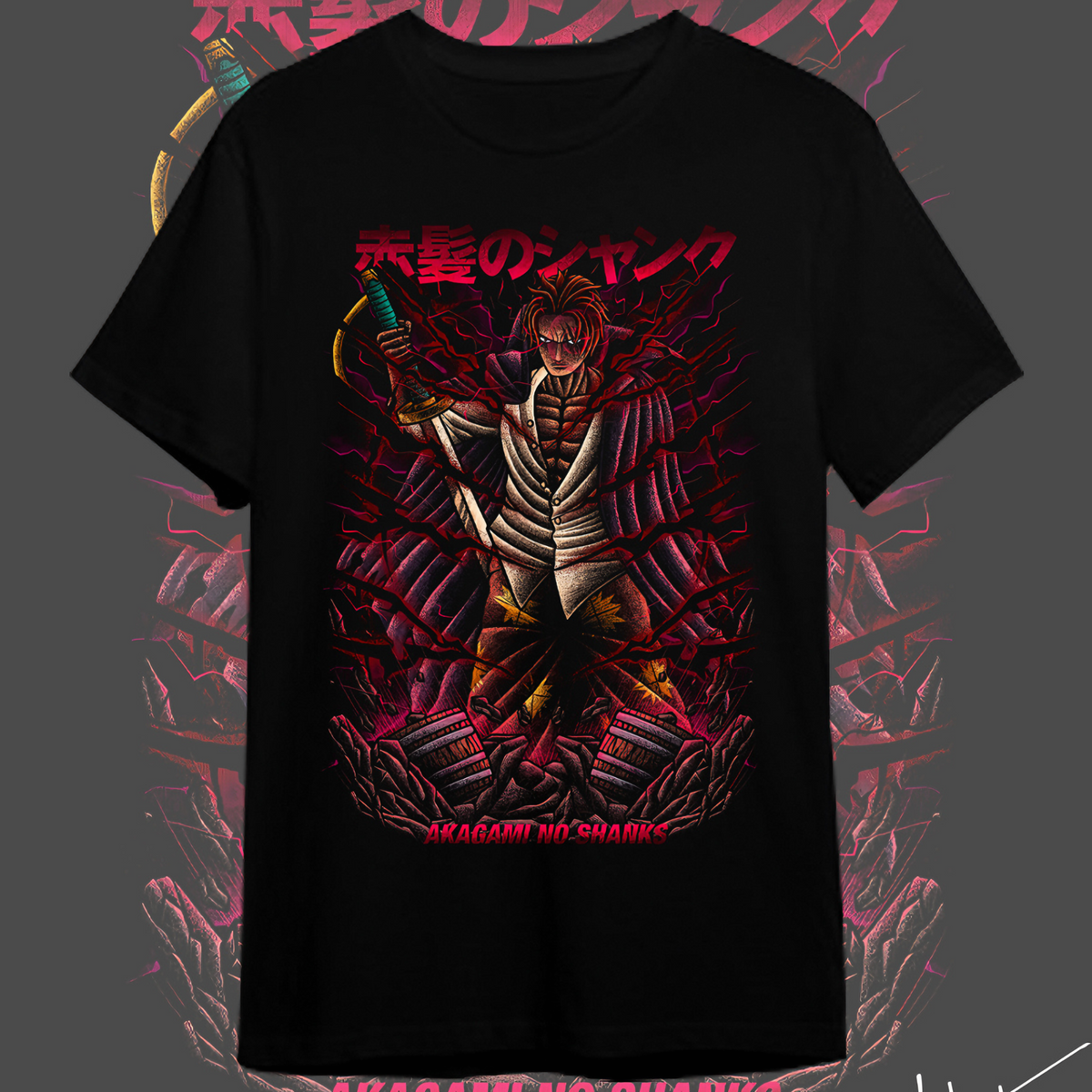 Nome do produto: T-shirt Premium One Piece Akagami no Shanks