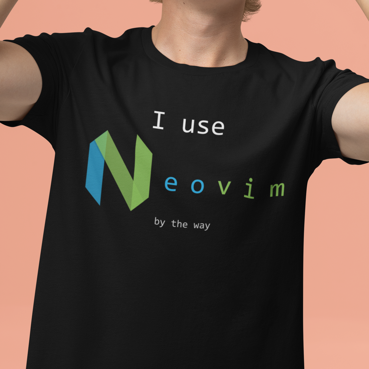 Nome do produto: Camiseta I use Neovim BTW - Preta