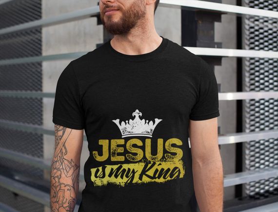 Camisa - Jesus is my King - Jesus Cristo - Camiseta - Unisex - Premium (Cor Preta)