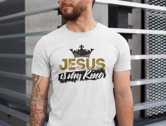 Camisa - Jesus is my King - Jesus Cristo - Camiseta - Unissex - Premium (Cor Branca)