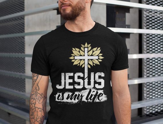 Camisa - Jesus is my life - Jesus Cristo - Camiseta - Unisex - Premium (Cor Preta)