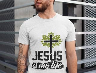 Camisa - Jesus is my life - Jesus Cristo - Camiseta - Unisex - Premium (Cor Branca)