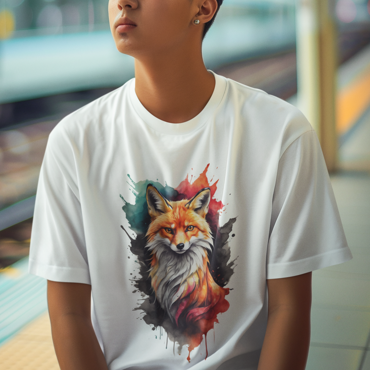 Nome do produto: Camiseta Unissex -  Lobo Colorido