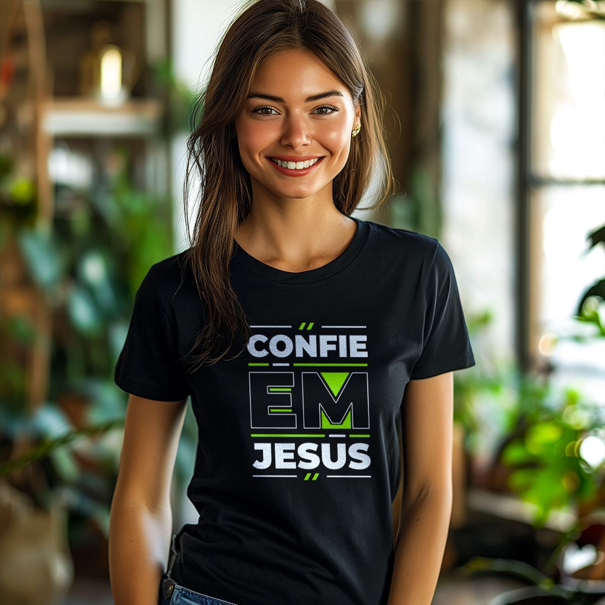 Nome do produto: Camisa Confie em Jesus - Feminina