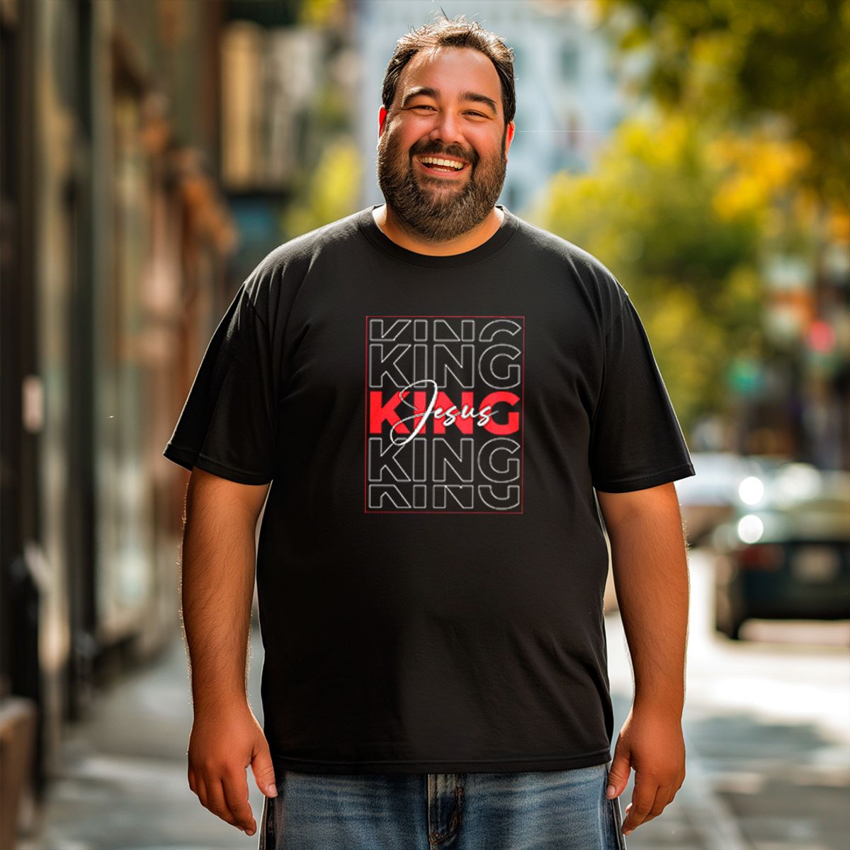 Nome do produto: Camisa King Jesus (Preta) - Plus Size Unisex