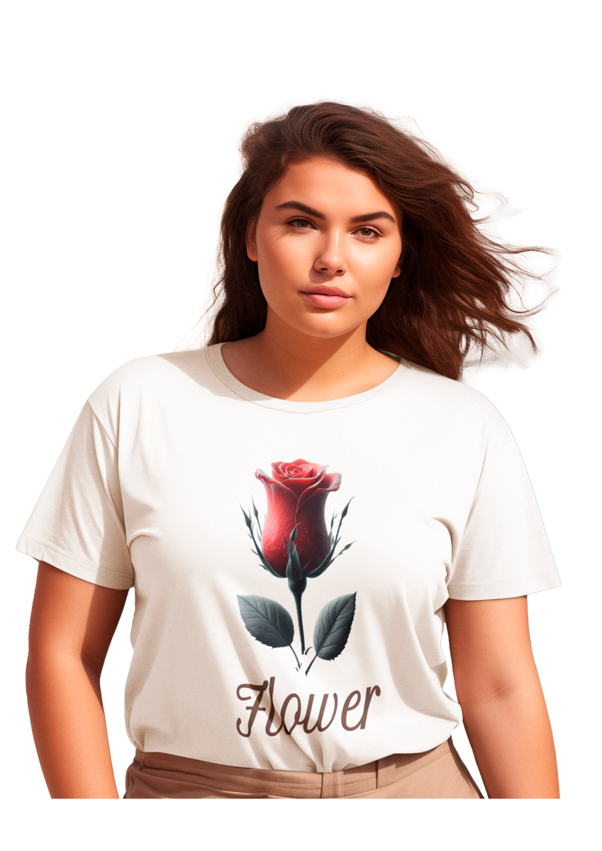 Nome do produto: Camiseta Flower - Botão de Rosa