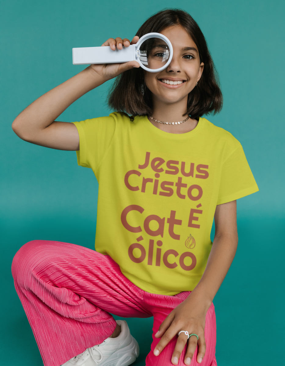 Nome do produto: Camiseta Infantil 10 a 14 anos Jesus Cristo é Católico