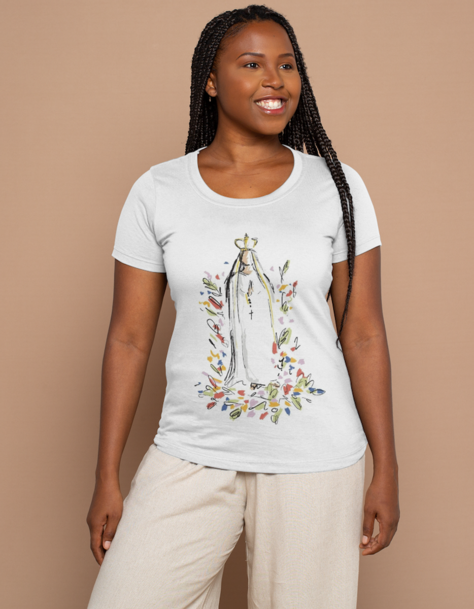 Nome do produto: Camiseta Baby Long Nossa Senhora de Fátima