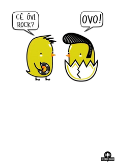 Nome do produtoCamiseta divertida de Rock com pintinhos amarelinhos curtindo um som.