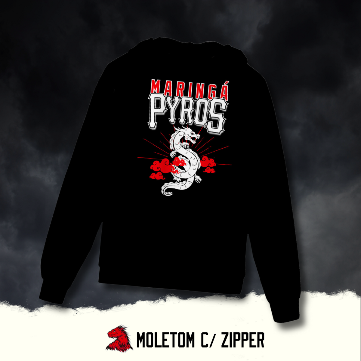 Nome do produto: MOLETOM DE FUTEBOL AMERICANO (com zipper) - MARINGÁ PYROS