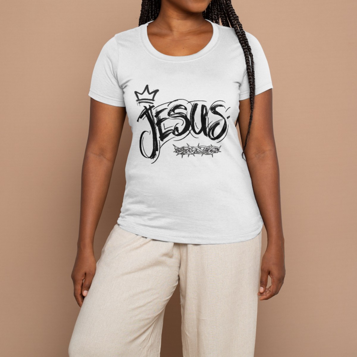 Nome do produto: Camiseta Feminina - Jesus do Calvário à Glória