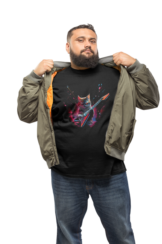 Camiseta Gato Rock and Roll PLUS SIZE