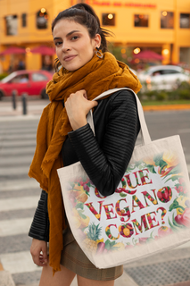 Nome do produtoEco Bag O que Vegano Come? (estampada frente e verso)