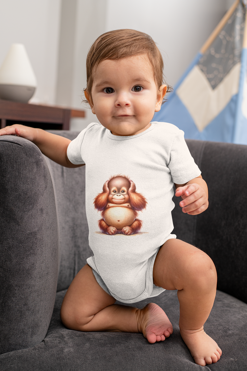 Nome do produto: Body Infantil Baby Orangutango com mãos na cabeça