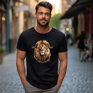 Nome do produtoCamiseta Unissex Leão Dourado Cruz